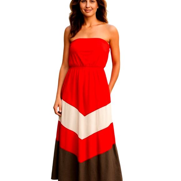 Love Medium Red Long Women's Sleeveless Maxi BOHO Sun Dress Miss Size 8 10 M - Picture 1 of 5